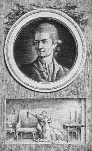  Originalzeichnung zu Werther aus 'Die Leiden des jungen Werther' von Daniel Chodowiecki zu seinen Stichen für Christian Friedrich Himburgs aus dem Jahr 1775