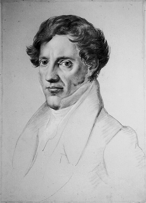 Kreidezeichnung: Portrait von Franz Grillparzer von dem Künstler Johann Josef Schmeller  (1796–1841) aus dem Jahr 1826