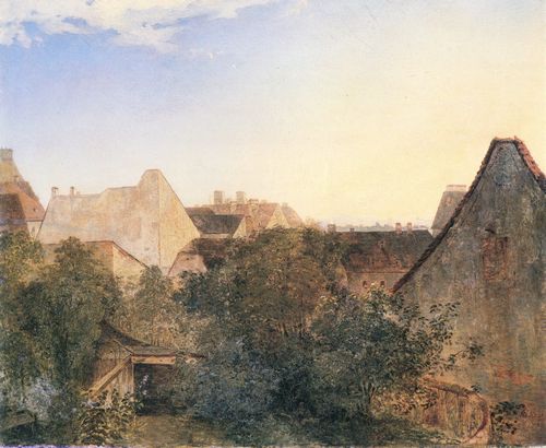 Gemälde von Stifter, Adalbert: Blick auf Wiener Vorstadthäuser