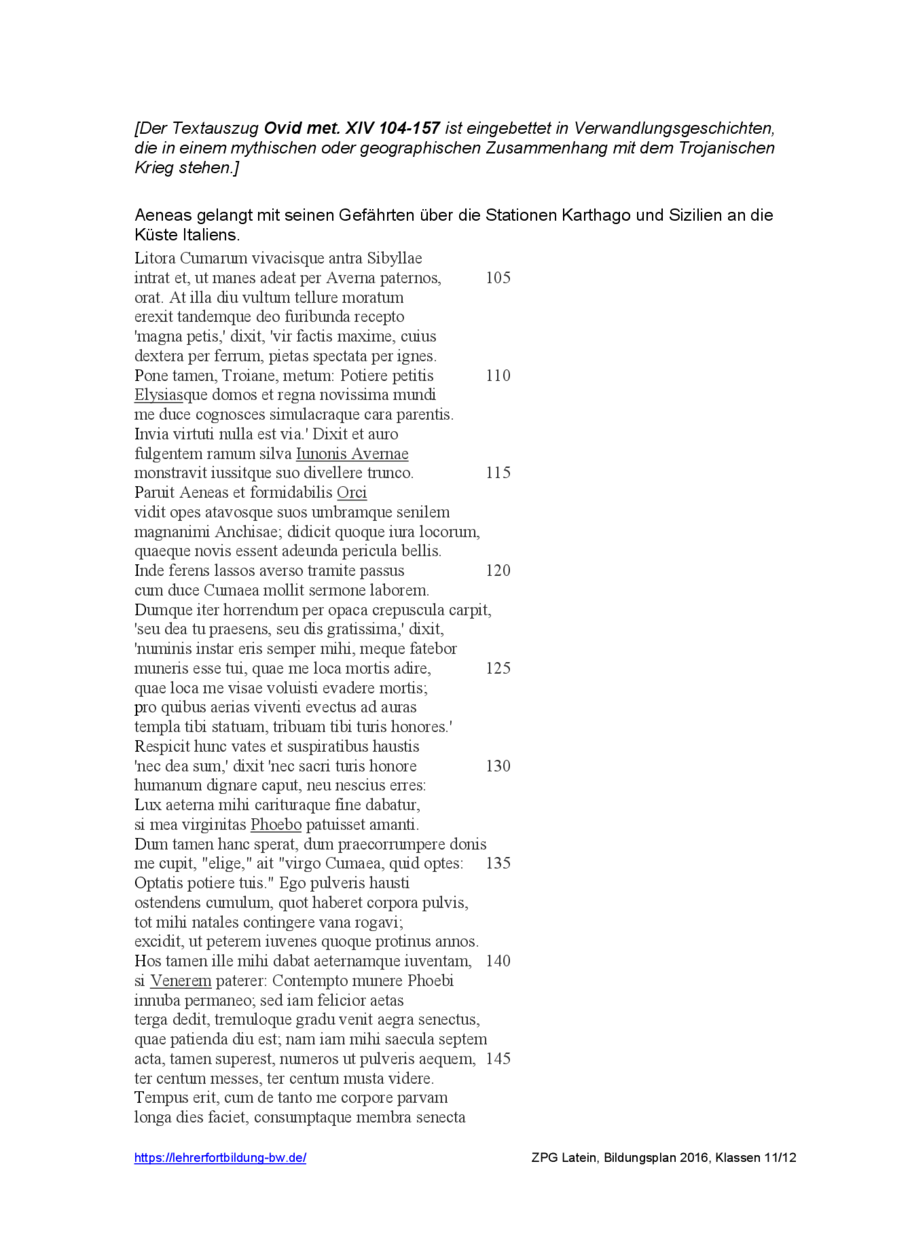 Ovid met. XIV 104-157: Text und Übersetzung, Seite 1