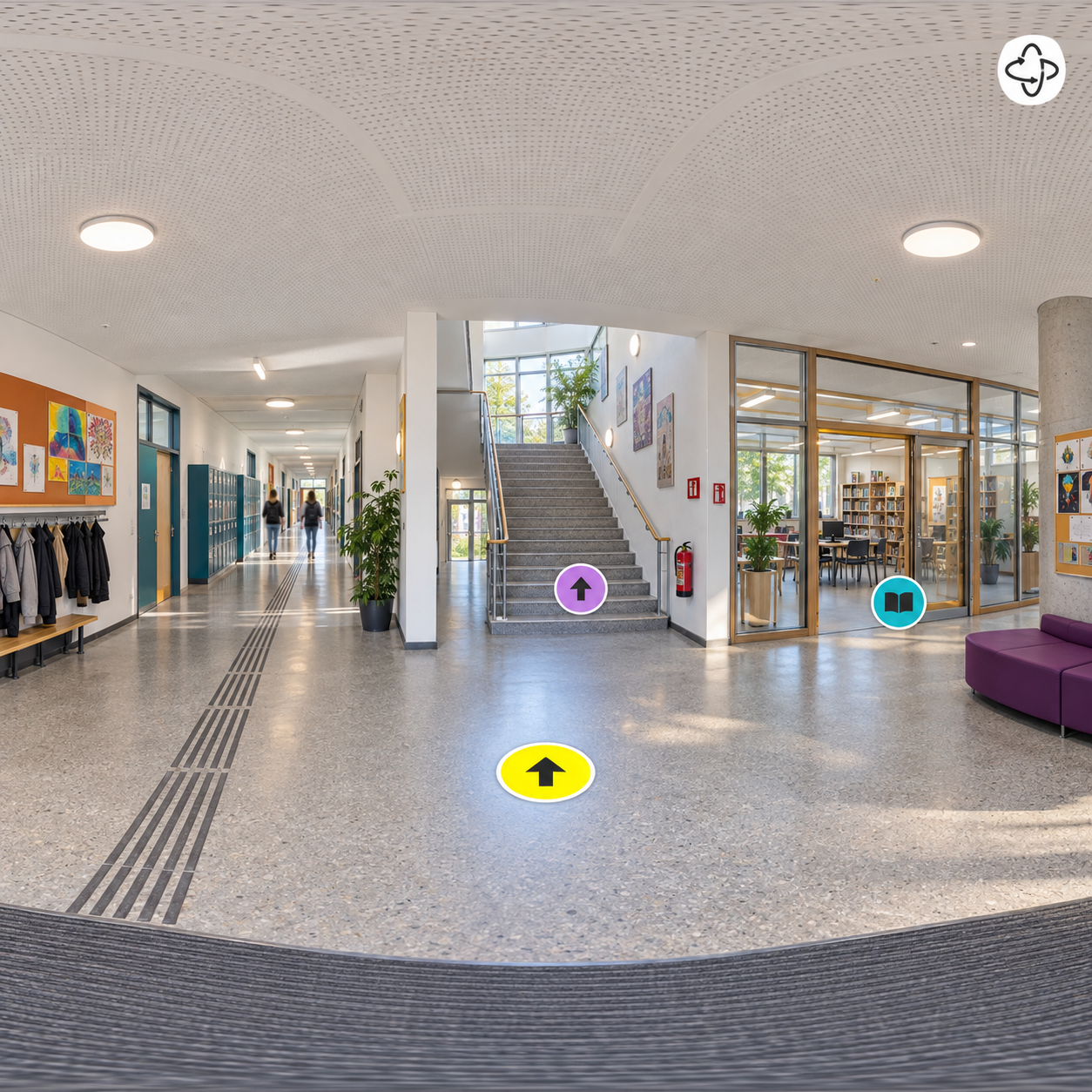 Ausschnitt aus einer 360°-Tour durch ein Schulhaus.