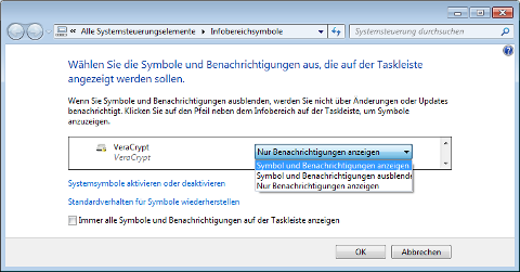 Infobereichseinstellungen der Windows-Taskleiste