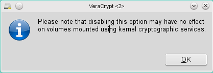 VeraCrypt Kernel Crypto Warnung