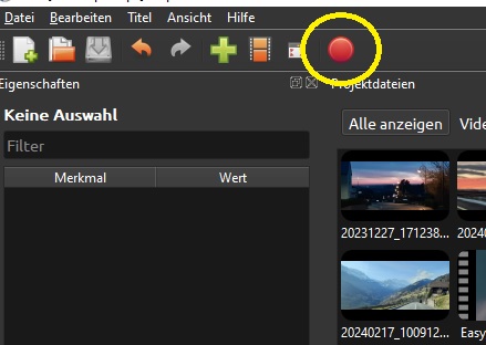 Screenshot des Bildschirms zum Exportieren