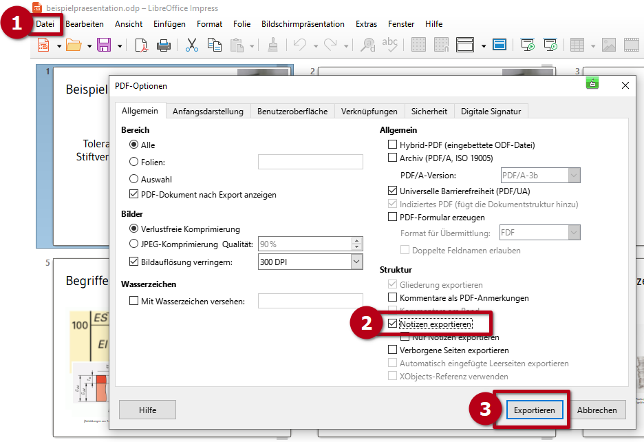 Exportieren als PDF