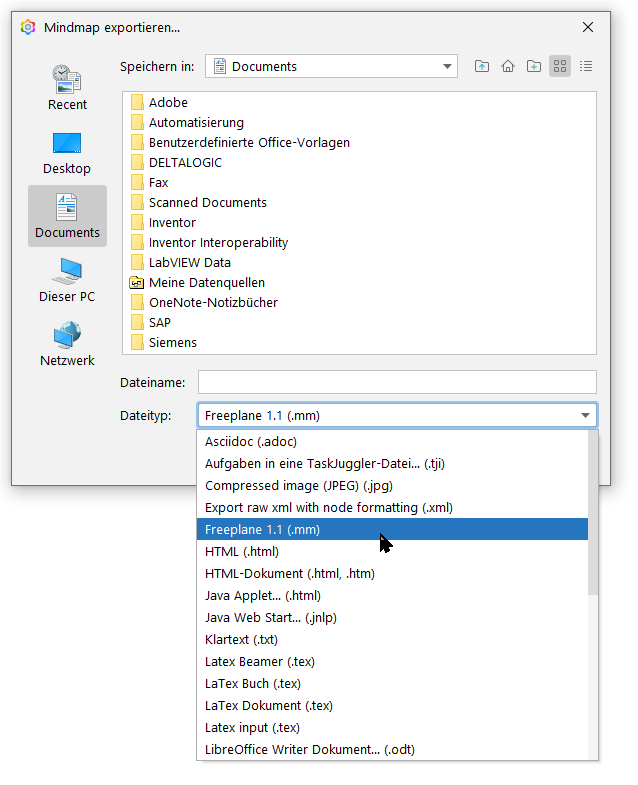 Auswahl Dateityp