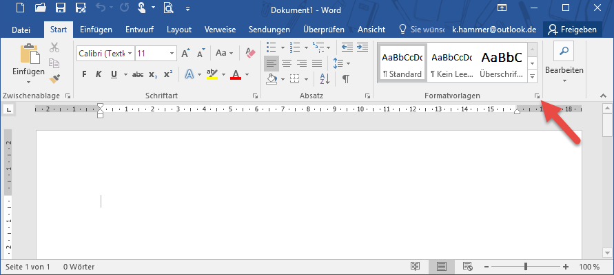alle Formatvorlagen einblenden - Word