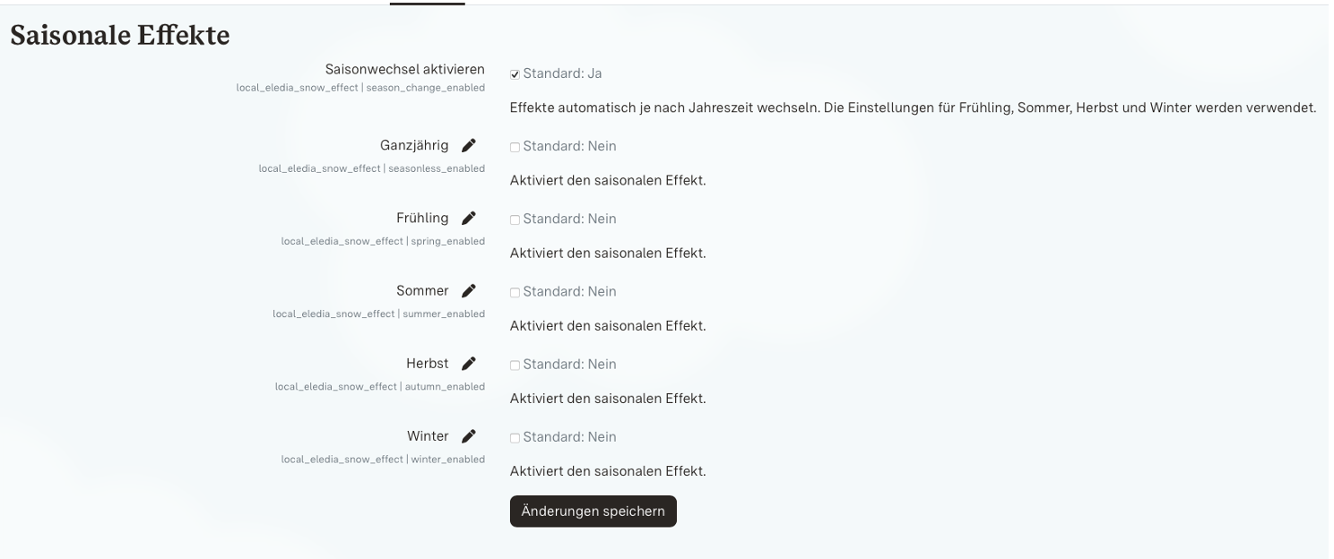 Screenshot Aktiviert den Saisonalen Effekt