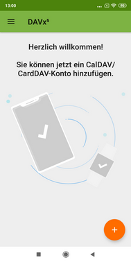 Startseite der App DAVx5.