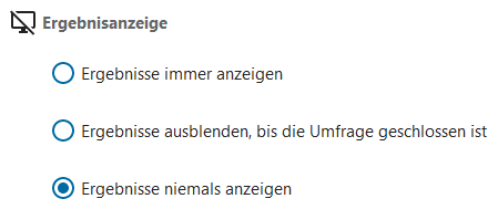 Ansicht der Ergebnisanzeige