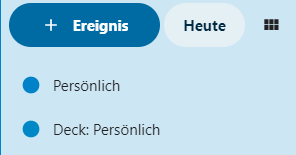 Ansicht der App Kalender mit den Kalendern Persönlich und Deck: Persönlich.