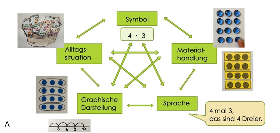 : Die verschiedenen Darszellungsformen werden in alle Richtungen durch Pfeile mitei-nander verbunden.
