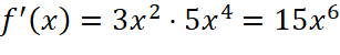 f Strich von x ist gleich drei x hoch zwei mal fünf x hoch vier ist gleich fünzehn x hoch sechs