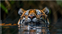 Tiger im Wasser schwimmend;
