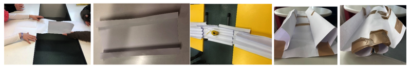 Schülerinnen und Schüler entwickeln Brückenmodelle aus Papier