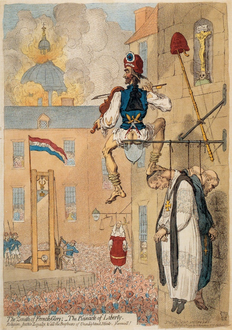 Karikatur von James Gillray auf die radikale Phase der französische Revolution.