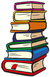 clipart: Fünf Bücher, die übereinander gestapelt sind