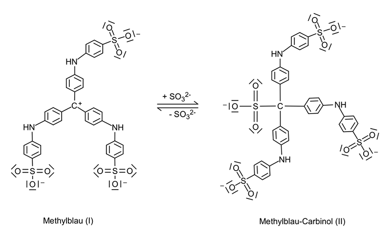 Chemische Gleichgewicht zwischen Methylblau und Methylblau-Carbinol