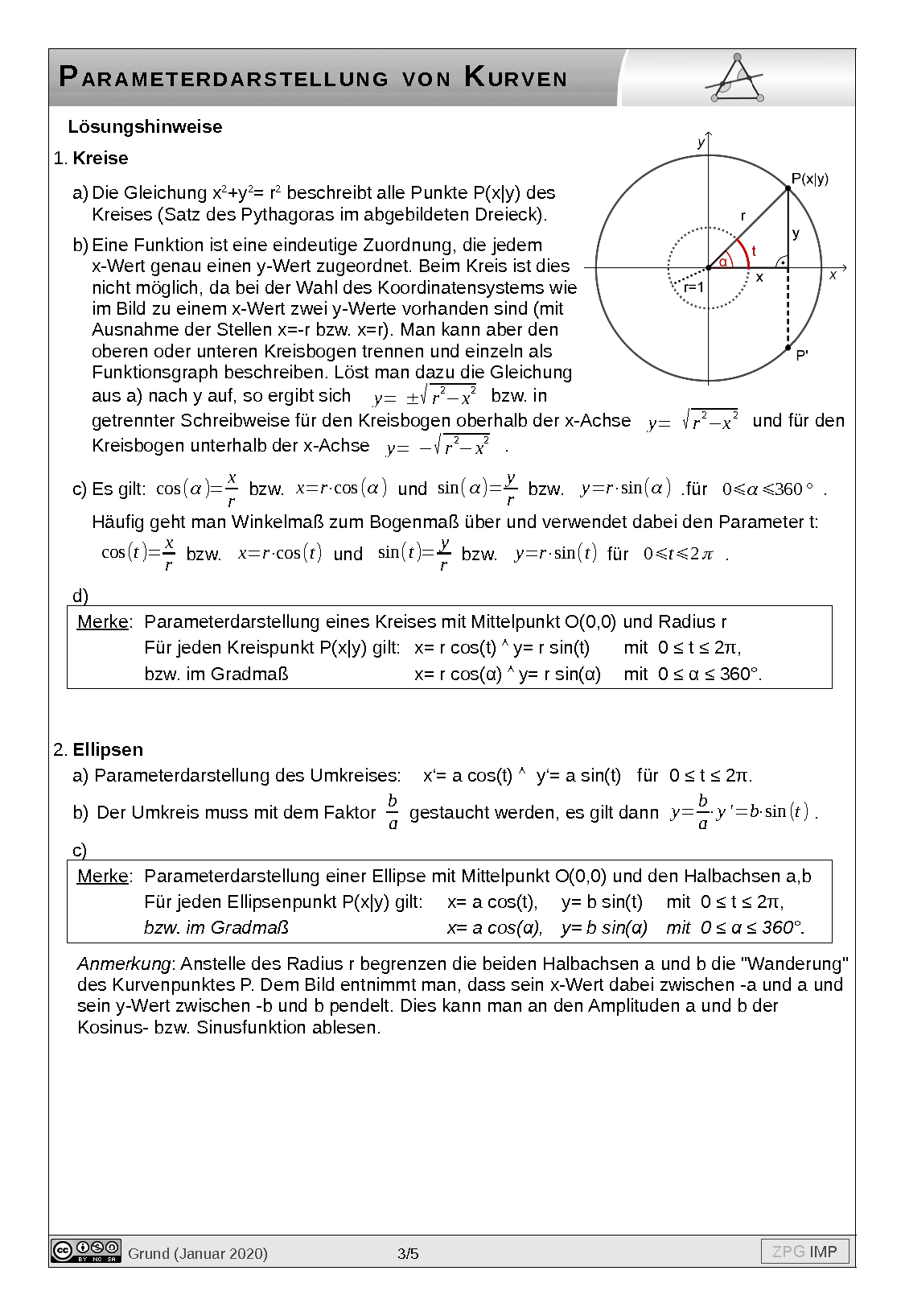 Parameterdarstellung von Kurven: Lösung, Seite 3