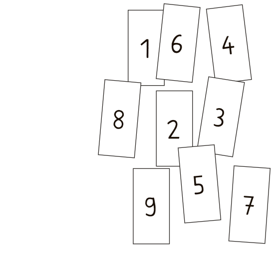 Abbildung Ziffer 1 bis 9 jeweils auf einer Karte