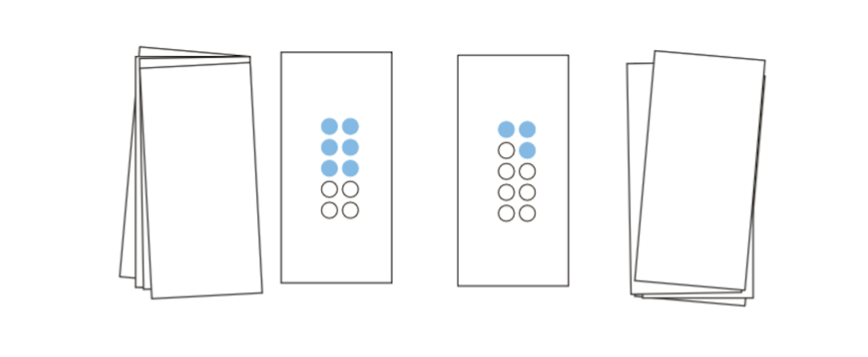 verschiedene Punktebild Karten nebeneinander, teilweise sind die Punkte verdeckt