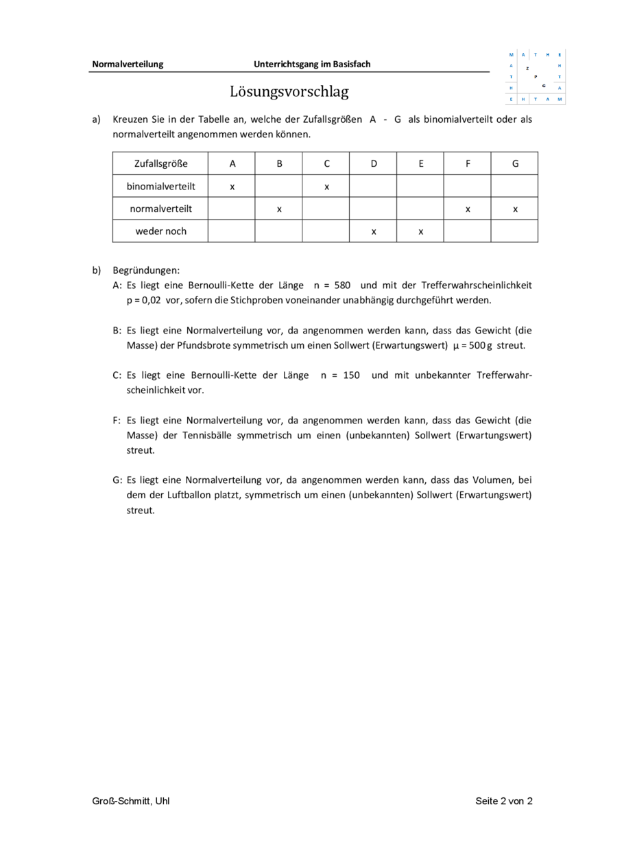 Übung: Normalverteilung, Seite 2