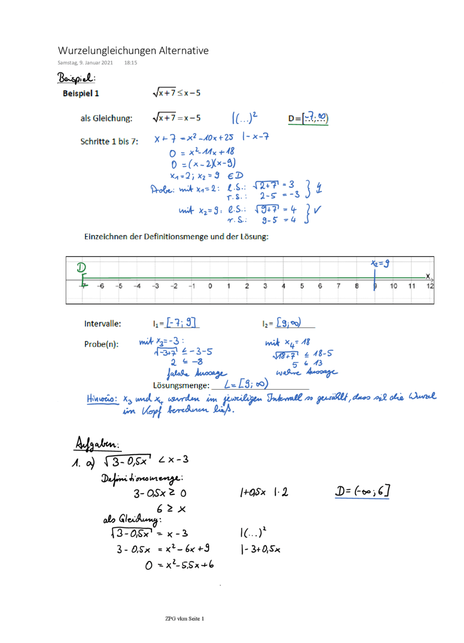 Alternative Lösung: Handschriftlich, Seite 1