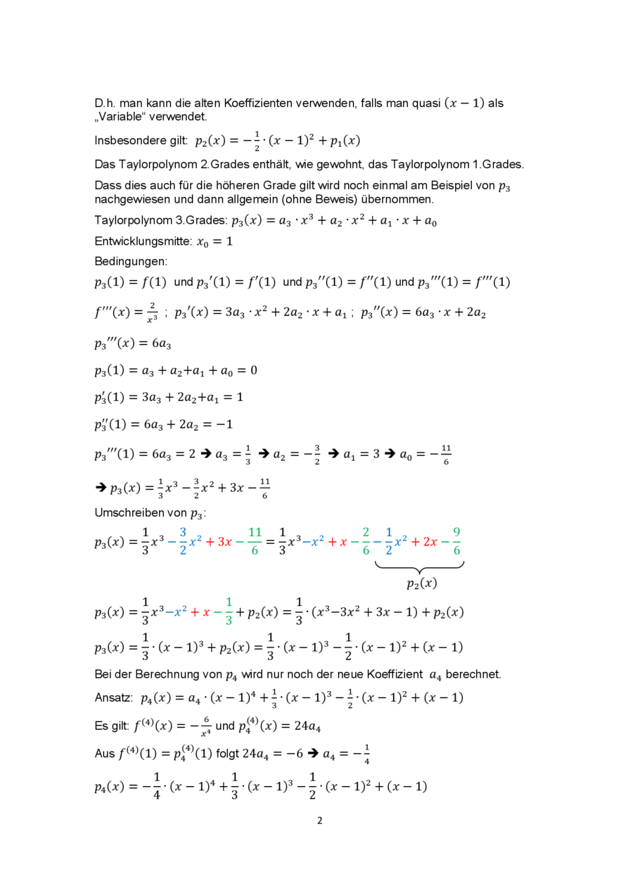 Beispiel einer Taylorreihe mit x₀ ≠ 0, Seite 2