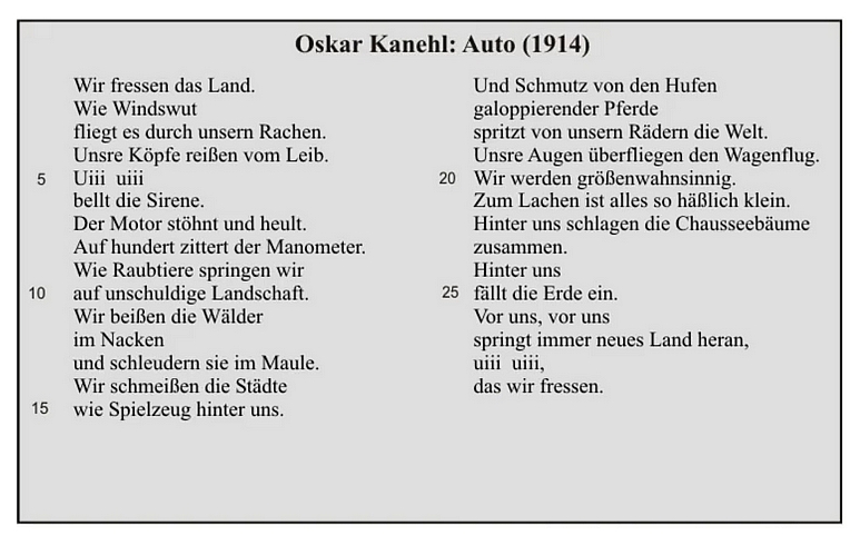 Oskar Kanehl: Das Auto (1914)