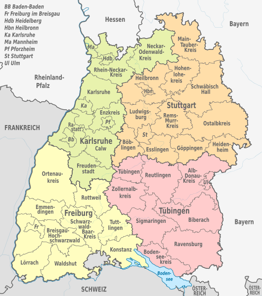 Administrative Bereiche von BaWü